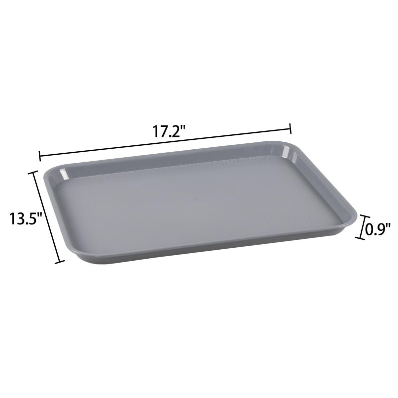 Pekky Plastic Fast Food Trays Set of 4, Restaurant Serving Tray, Grey Dinner Eating Tray - Image 3